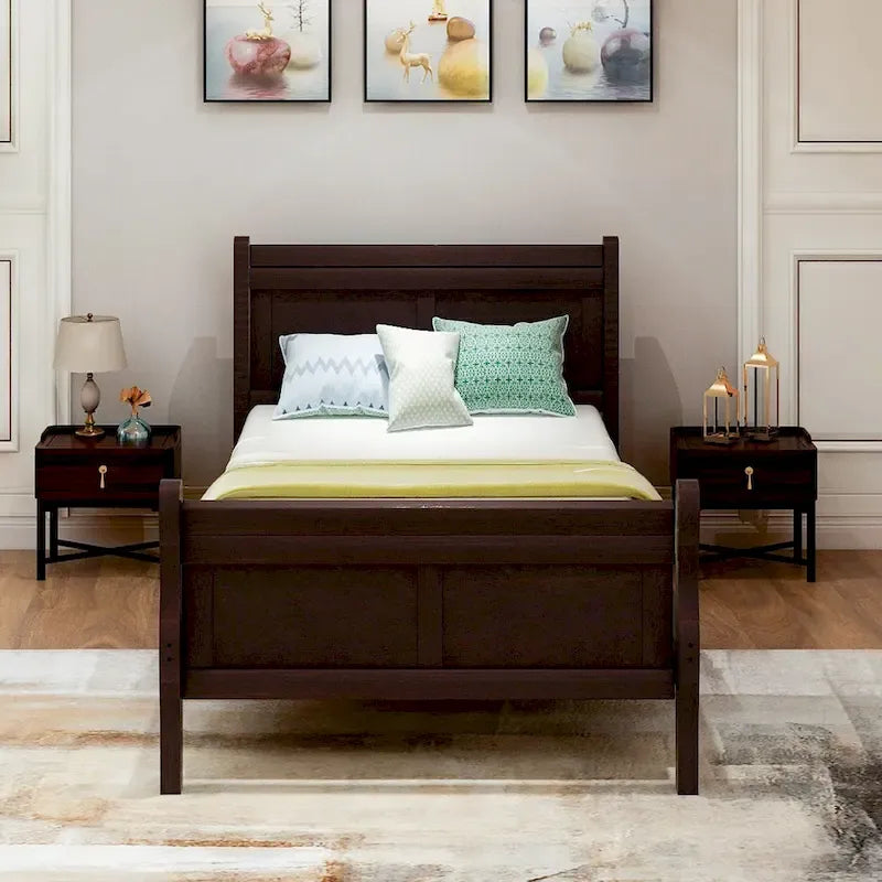 Full Queen Twin Size Wood Platform Bed