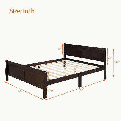 Full Queen Twin Size Wood Platform Bed