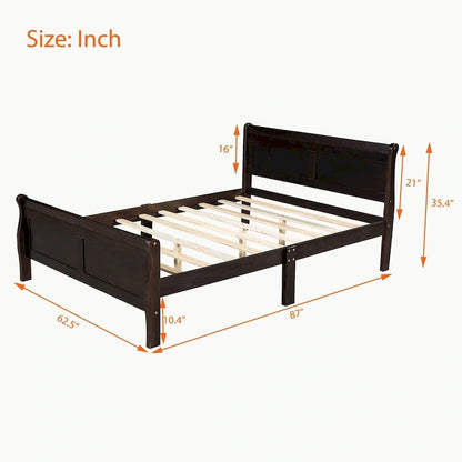 Full Queen Twin Size Wood Platform Bed