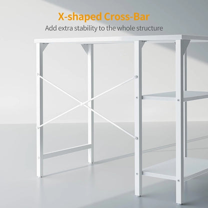 FEZIBO Small Computer Desk, 35 Inch Home Office Desk with Storage Shelves, Study Writing Desk