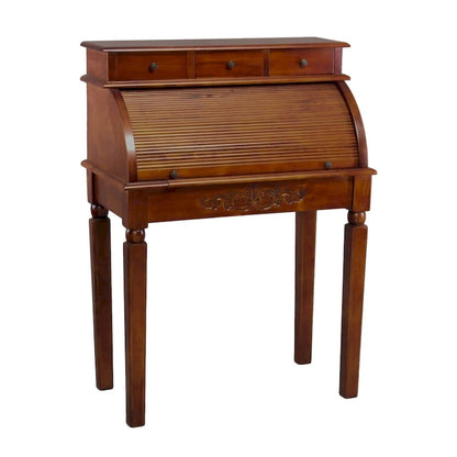 Windsor Carved Wood Roll Top Desk