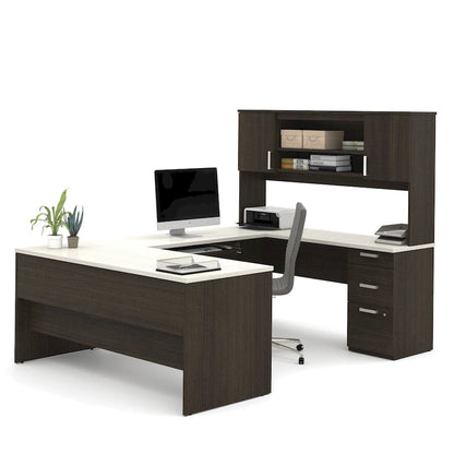 Ridgeley U-Shaped Office Desk with Cabinet and Hutch by Bestar