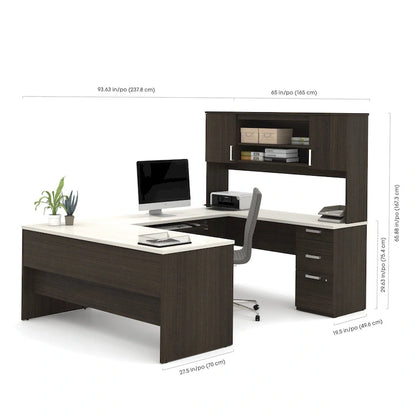 Ridgeley U-Shaped Office Desk with Cabinet and Hutch by Bestar