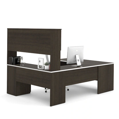 Ridgeley U-Shaped Office Desk with Cabinet and Hutch by Bestar