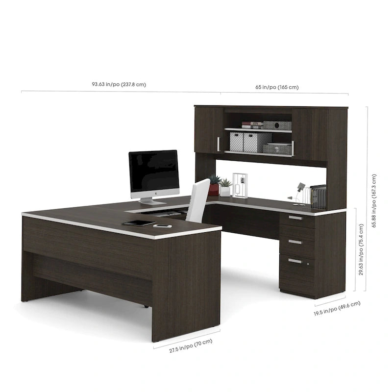 Ridgeley U-Shaped Office Desk with Cabinet and Hutch by Bestar