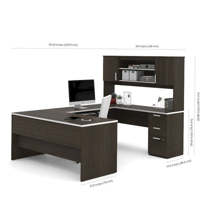 Ridgeley U-Shaped Office Desk with Cabinet and Hutch by Bestar