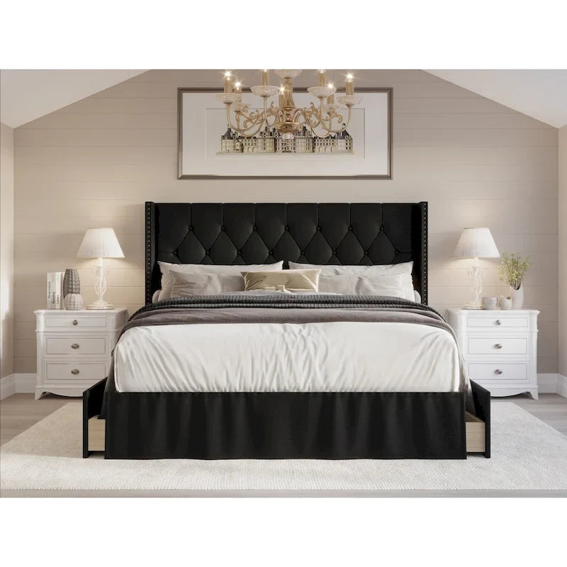 Andrea Tufted Upholstered Storage Panel Bed