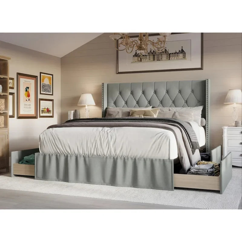 Andrea Tufted Upholstered Storage Panel Bed
