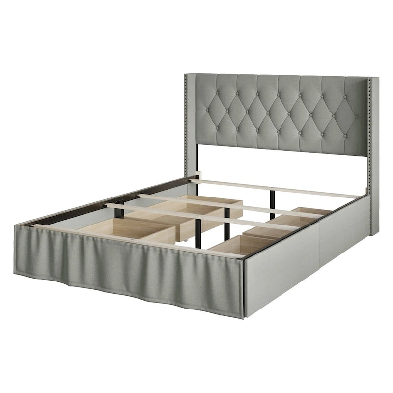 Andrea Tufted Upholstered Storage Panel Bed