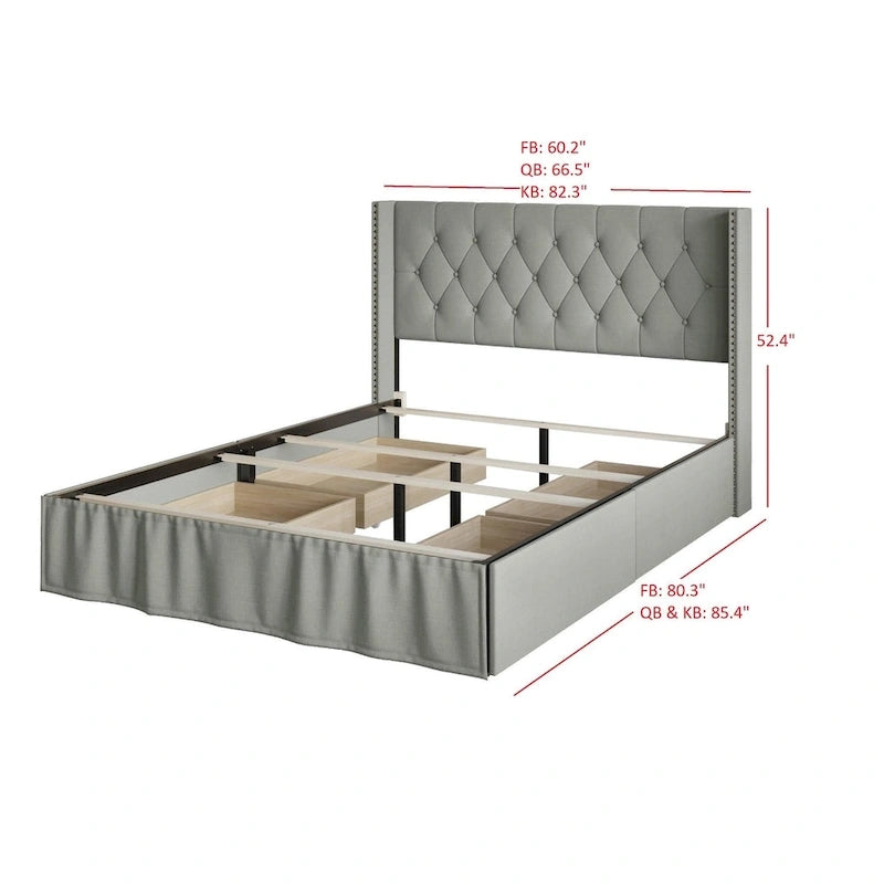 Andrea Tufted Upholstered Storage Panel Bed