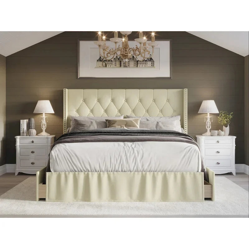Andrea Tufted Upholstered Storage Panel Bed