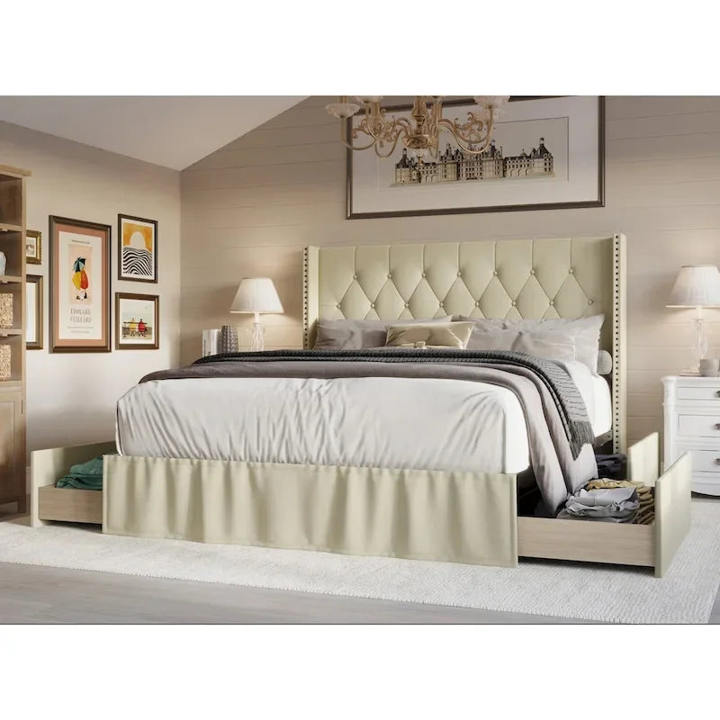 Andrea Tufted Upholstered Storage Panel Bed