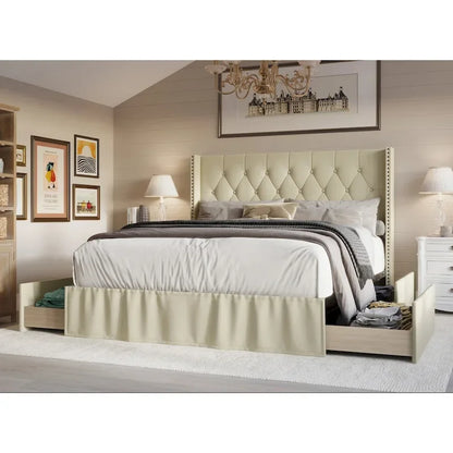Andrea Tufted Upholstered Storage Panel Bed
