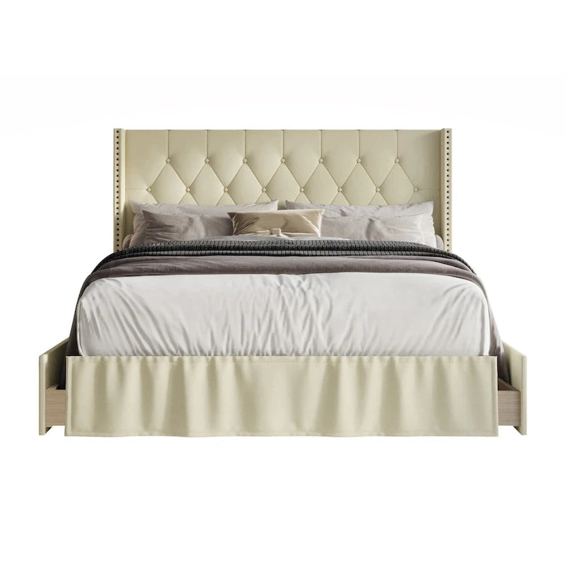 Andrea Tufted Upholstered Storage Panel Bed