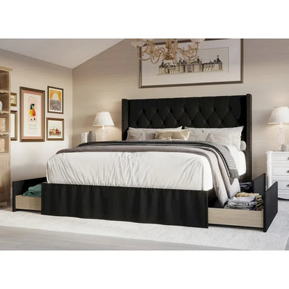 Andrea Tufted Upholstered Storage Panel Bed