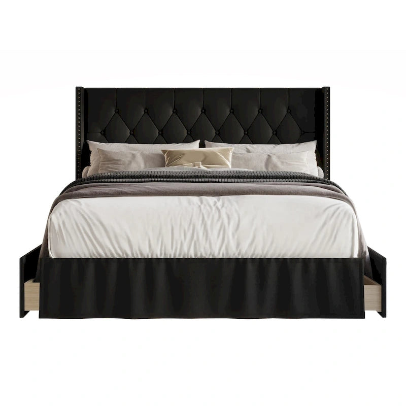 Andrea Tufted Upholstered Storage Panel Bed