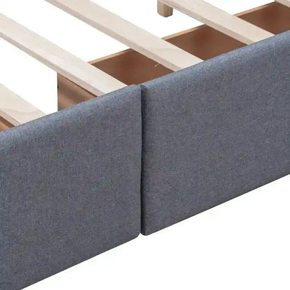 Upholstered Queen Size Platform Bed with 4 Drawers & Classic Headboard Design,Linen Fabric Bedframe