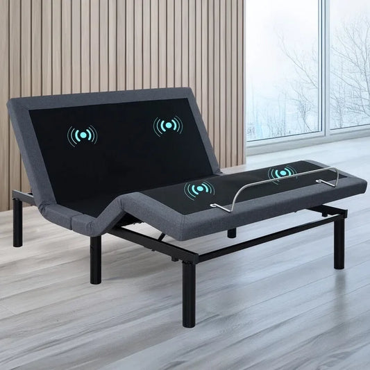 Adjustable Bed Base Frame with Zero-Gravity Positioning, Massage Options and Independent head and Foot Incline Adjustments