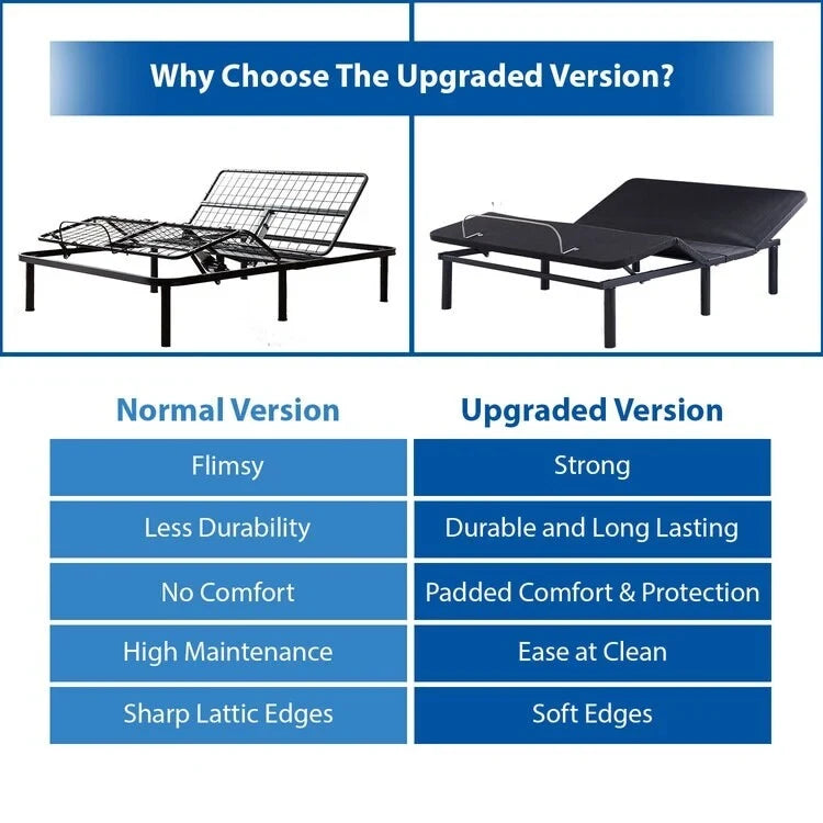 Adjustable Bed Base Frame with Zero-Gravity Positioning, Massage Options and Independent head and Foot Incline Adjustments