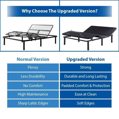 Adjustable Bed Base Frame with Zero-Gravity Positioning, Massage Options and Independent head and Foot Incline Adjustments