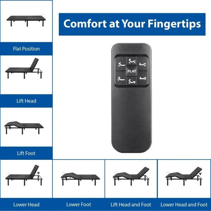 Adjustable Bed Base Frame with Zero-Gravity Positioning, Massage Options and Independent head and Foot Incline Adjustments