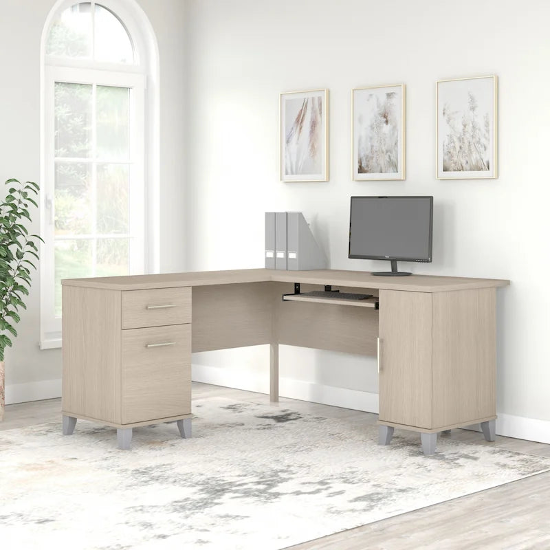 Bush Furniture Somerset 60W L Shaped Desk with Drawers and Storage