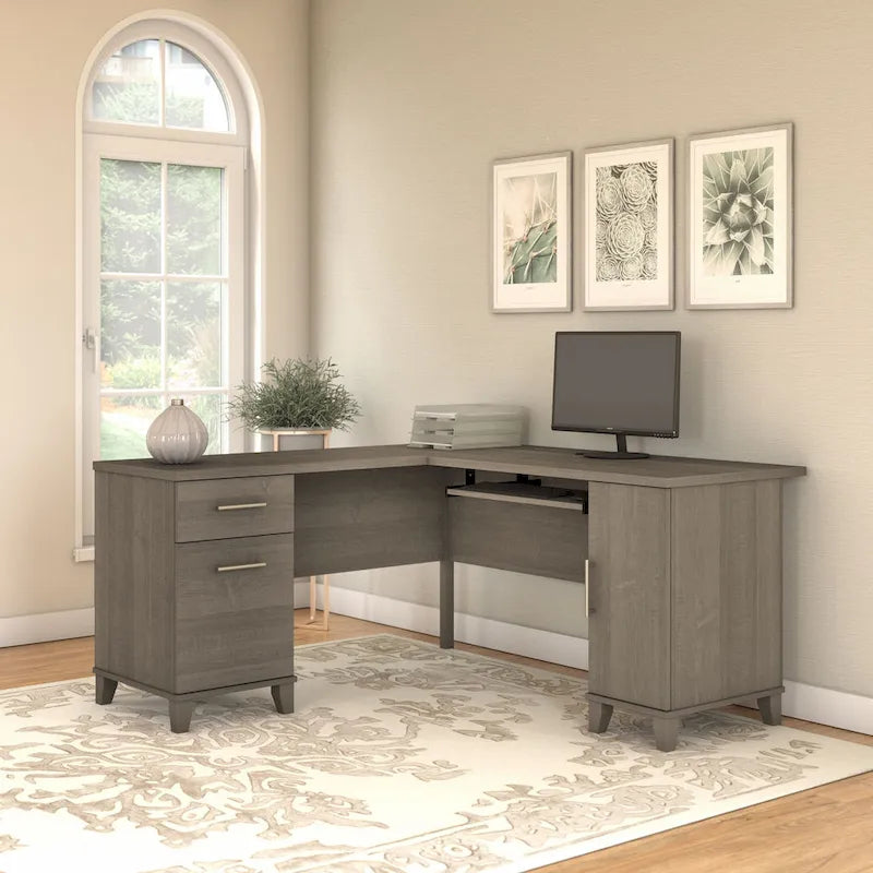 Bush Furniture Somerset 60W L Shaped Desk with Drawers and Storage