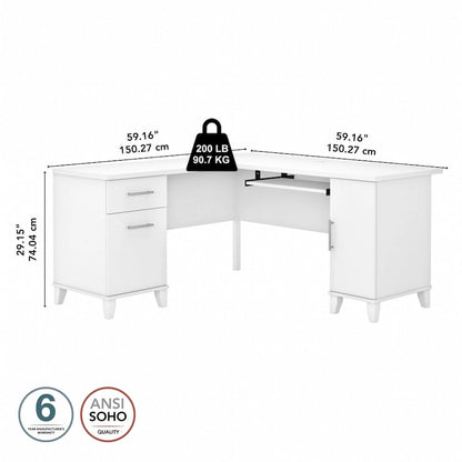 Bush Furniture Somerset 60W L Shaped Desk with Drawers and Storage