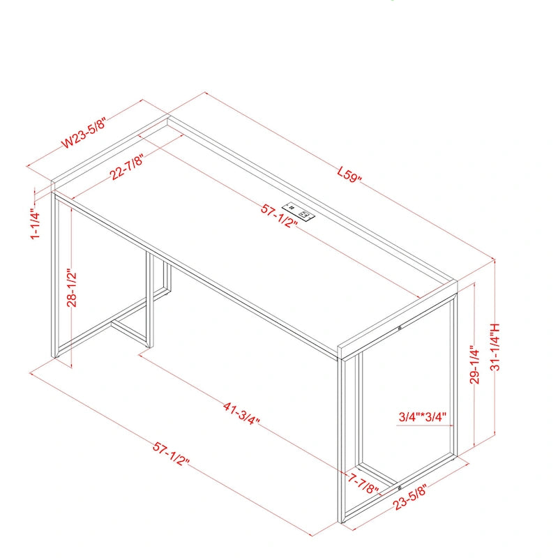 Magnus Industrial 59-inch Metal Computer Desk with USBs by Furniture of America