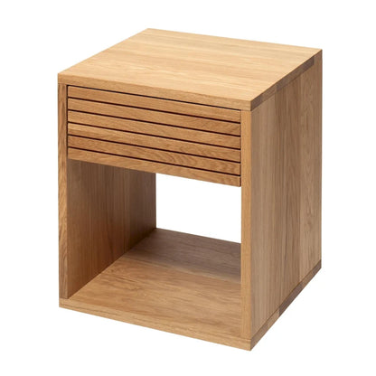 Solid Oak Nightstand with a Drawer and Storage Space