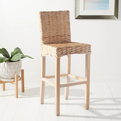 SAFAVIEH Yuna Rattan 30-inch Bar Stool - 20.1 W x 18.5 L x 43.3 H - 20Wx19Dx43H