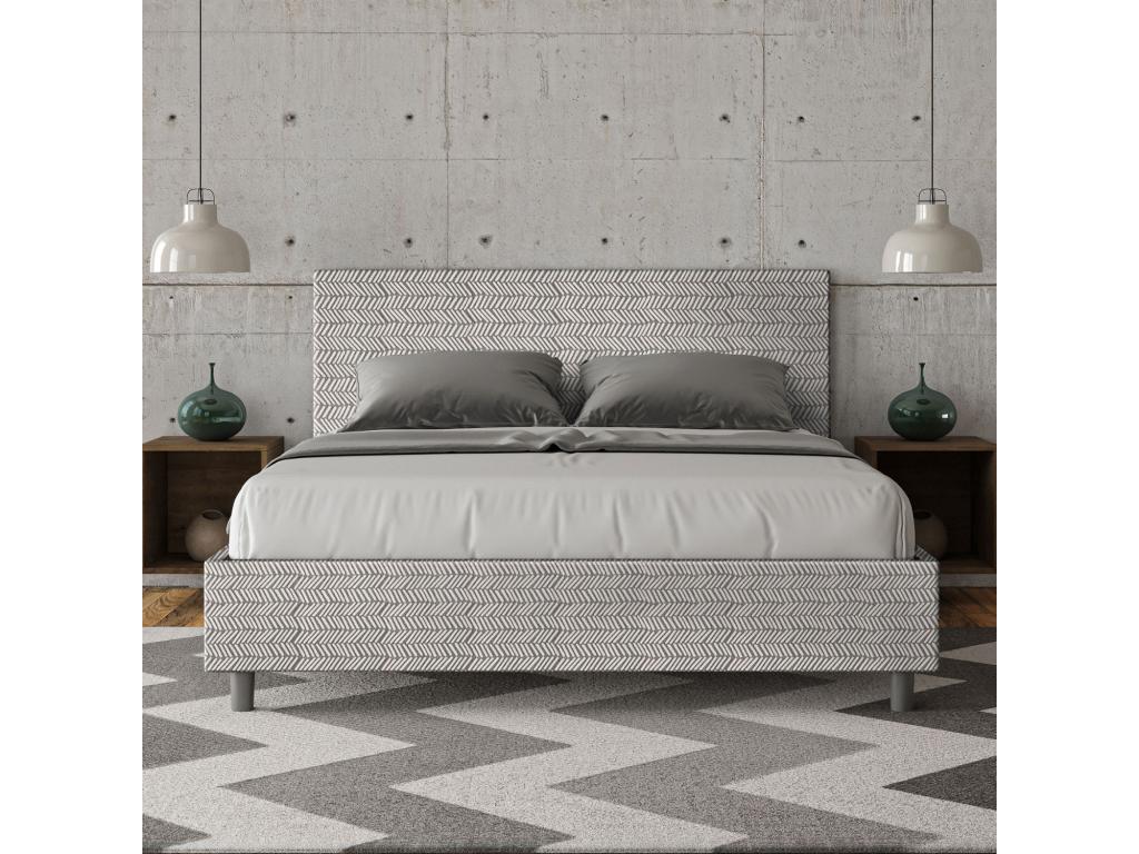 Upholstered bed without slatted base, 160x190 cm, fabric, white