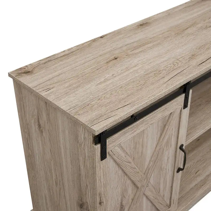 Farmhouse Rustic Wooden 60 TV Stand with Storage Console Cabinet, Sliding Barn Doors Entertainment Center