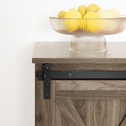 Farmhouse Rustic Wooden 60 TV Stand with Storage Console Cabinet, Sliding Barn Doors Entertainment Center