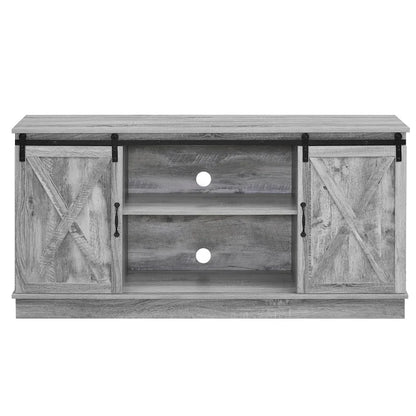 Farmhouse Rustic Wooden 60 TV Stand with Storage Console Cabinet, Sliding Barn Doors Entertainment Center