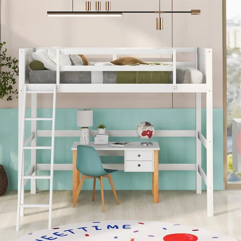 Merax Solid Wood Twin Size Loft Bed with Ladder