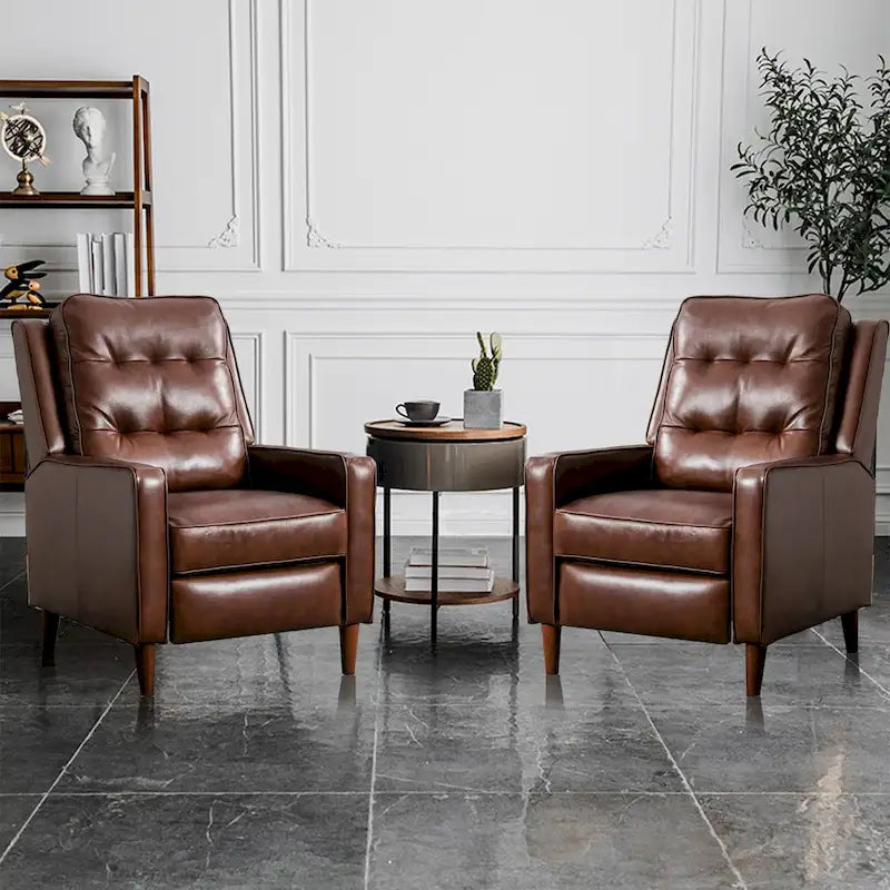 Pushback Recliner Chair, Fabric Armchair Push Back Recliner with Rivet Decoration, Single Sofa Accent Chair