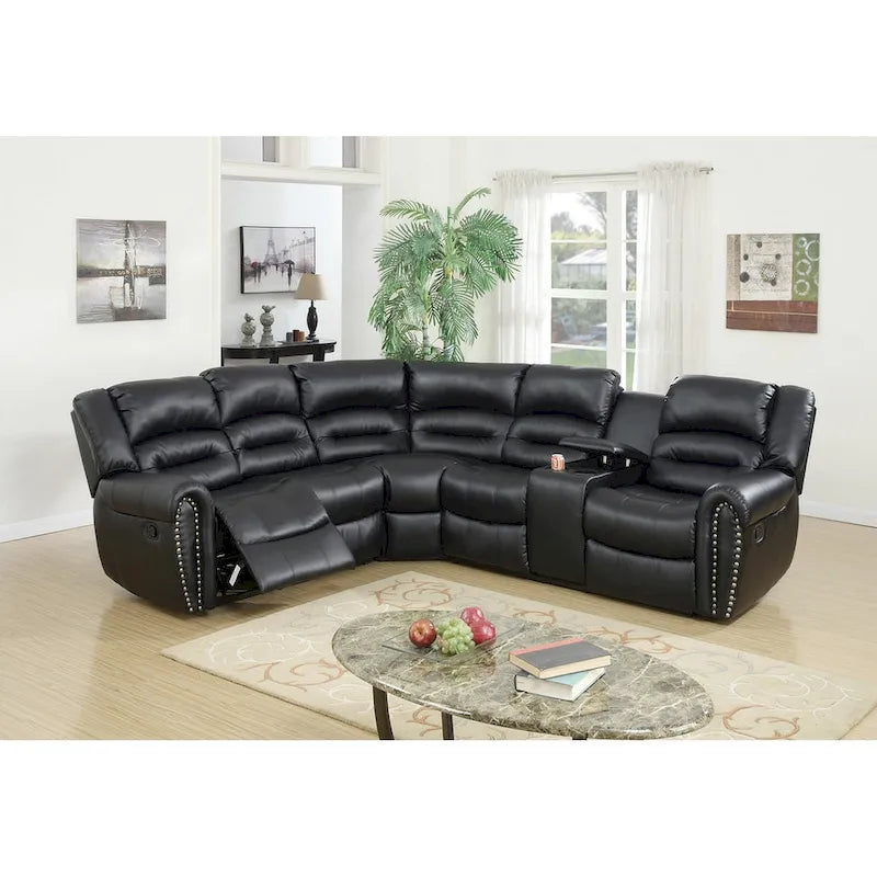 Bonded Leather Motion Sectional