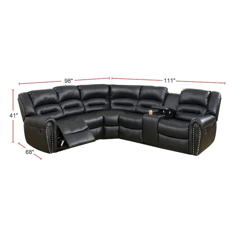 Bonded Leather Motion Sectional