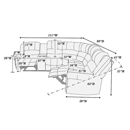 Bonded Leather Motion Sectional