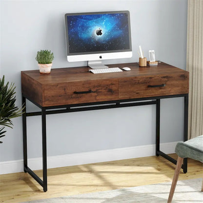 47 inch Home Office Desk Study Writing Table with 2 Storage Drawers