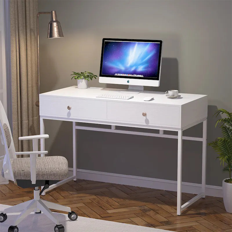 47 inch Home Office Desk Study Writing Table with 2 Storage Drawers