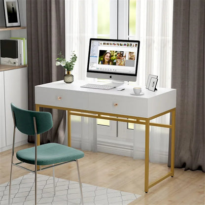 47 inch Home Office Desk Study Writing Table with 2 Storage Drawers