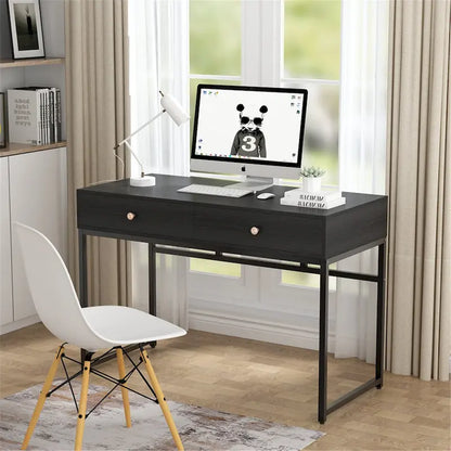 47 inch Home Office Desk Study Writing Table with 2 Storage Drawers
