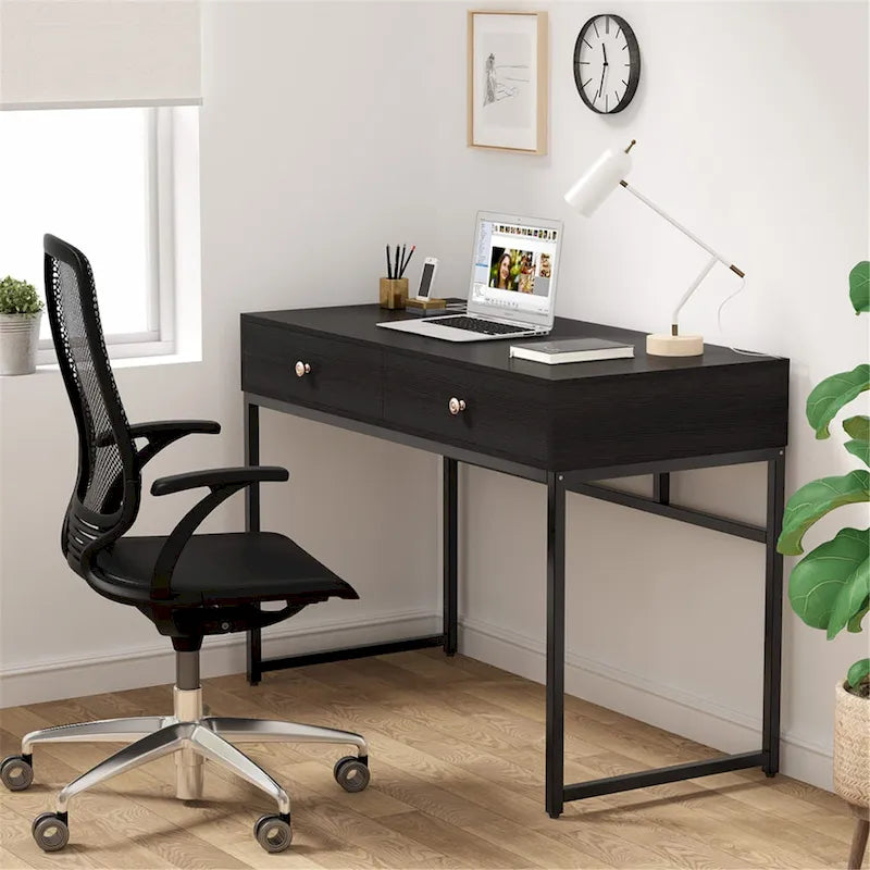 47 inch Home Office Desk Study Writing Table with 2 Storage Drawers