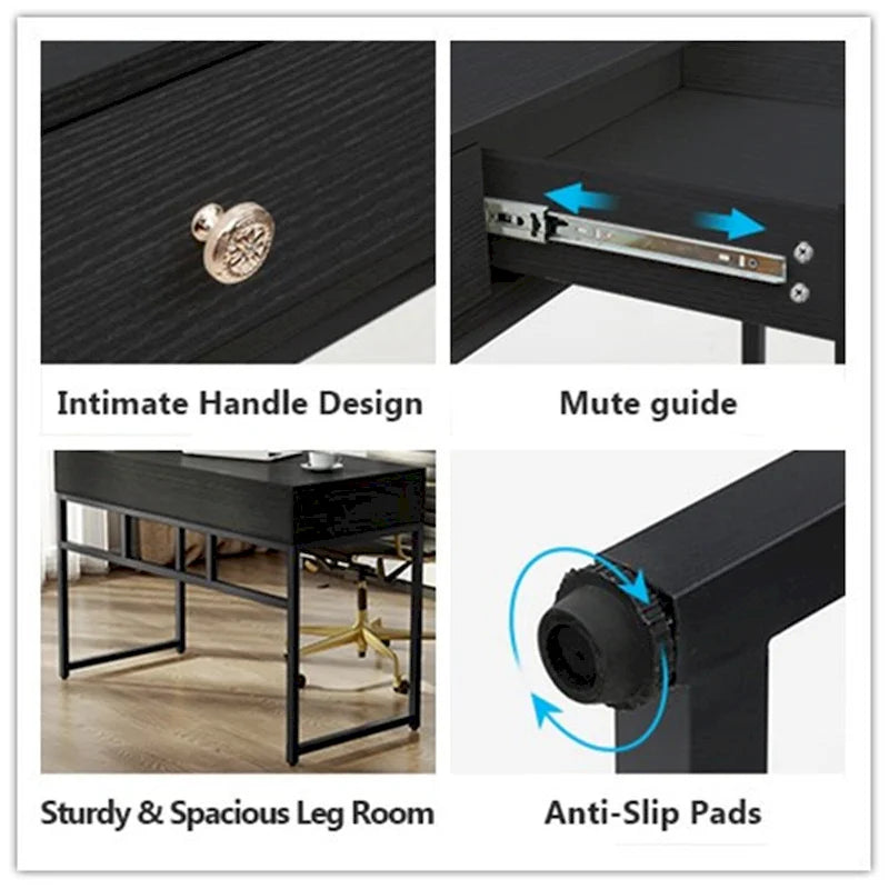 47 inch Home Office Desk Study Writing Table with 2 Storage Drawers