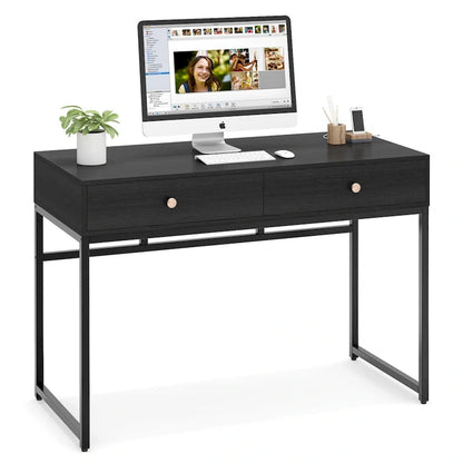 47 inch Home Office Desk Study Writing Table with 2 Storage Drawers