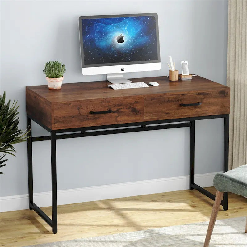 47 inch Home Office Desk Study Writing Table with 2 Storage Drawers