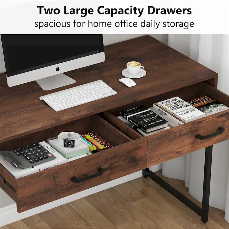47 inch Home Office Desk Study Writing Table with 2 Storage Drawers
