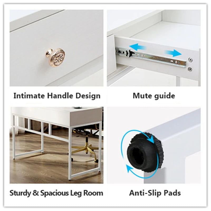 47 inch Home Office Desk Study Writing Table with 2 Storage Drawers